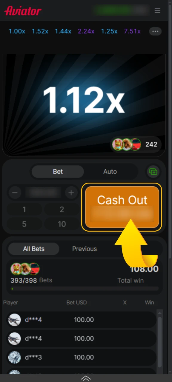 The key point of the game is to time your Cash Out perfectly.