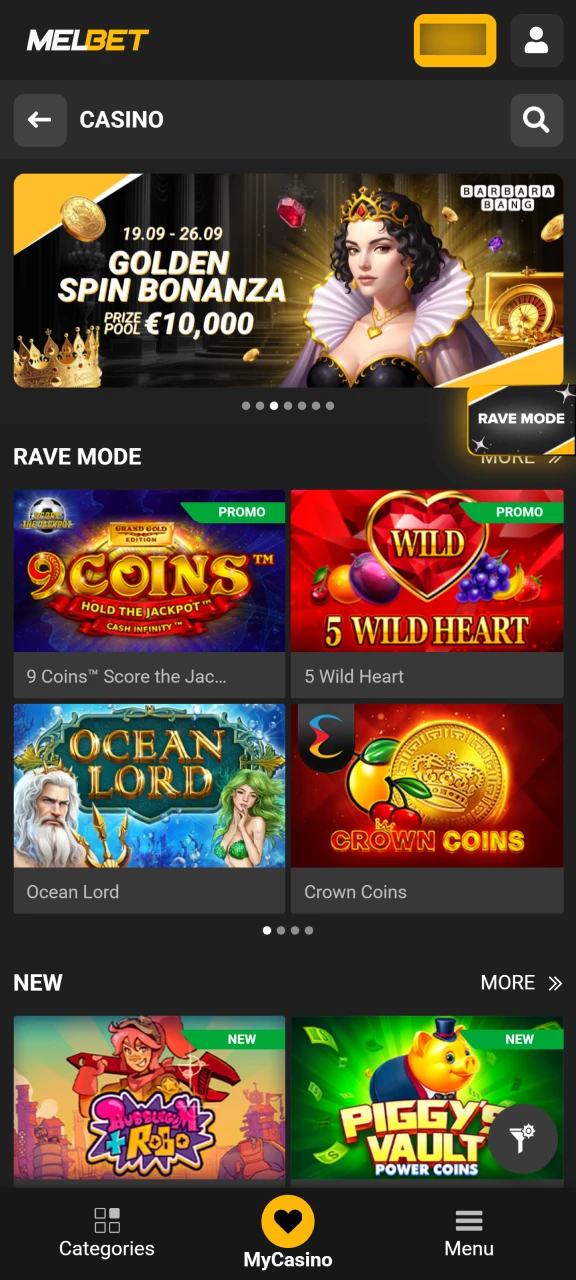 The Melbet Sri Lanka Casino section offers a wide range of games.