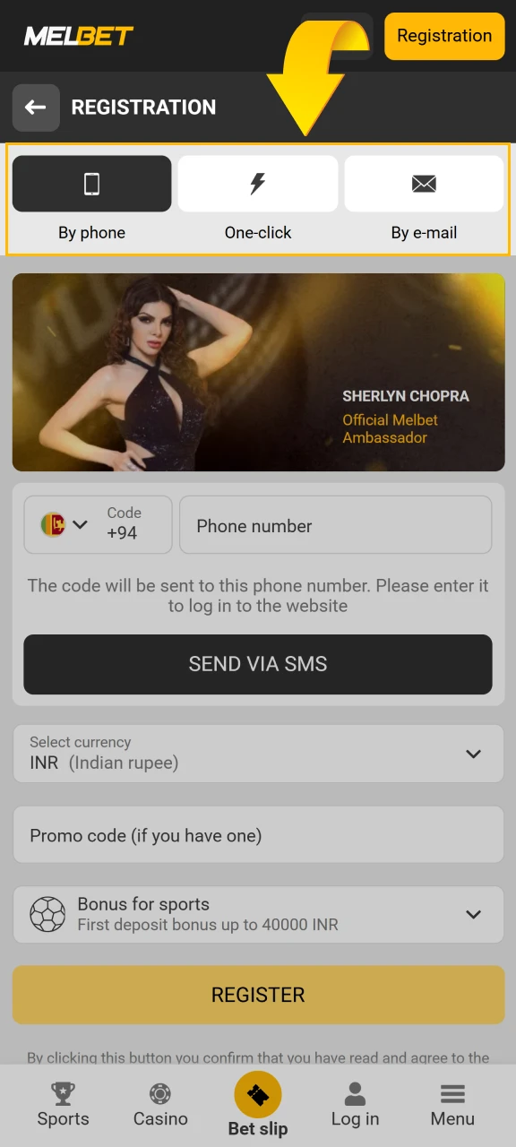 Melbet Sri Lanka has several registration methods, so choose the one that suits you.