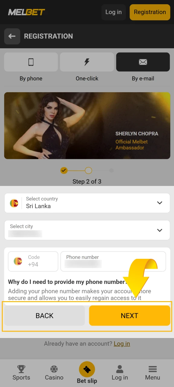 You have successfully registered with Melbet in your account and can start playing.