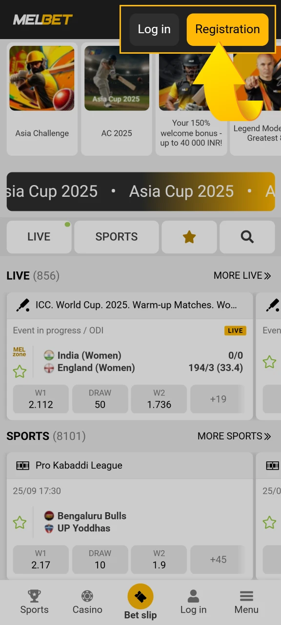 Visit the website and start the registration process.