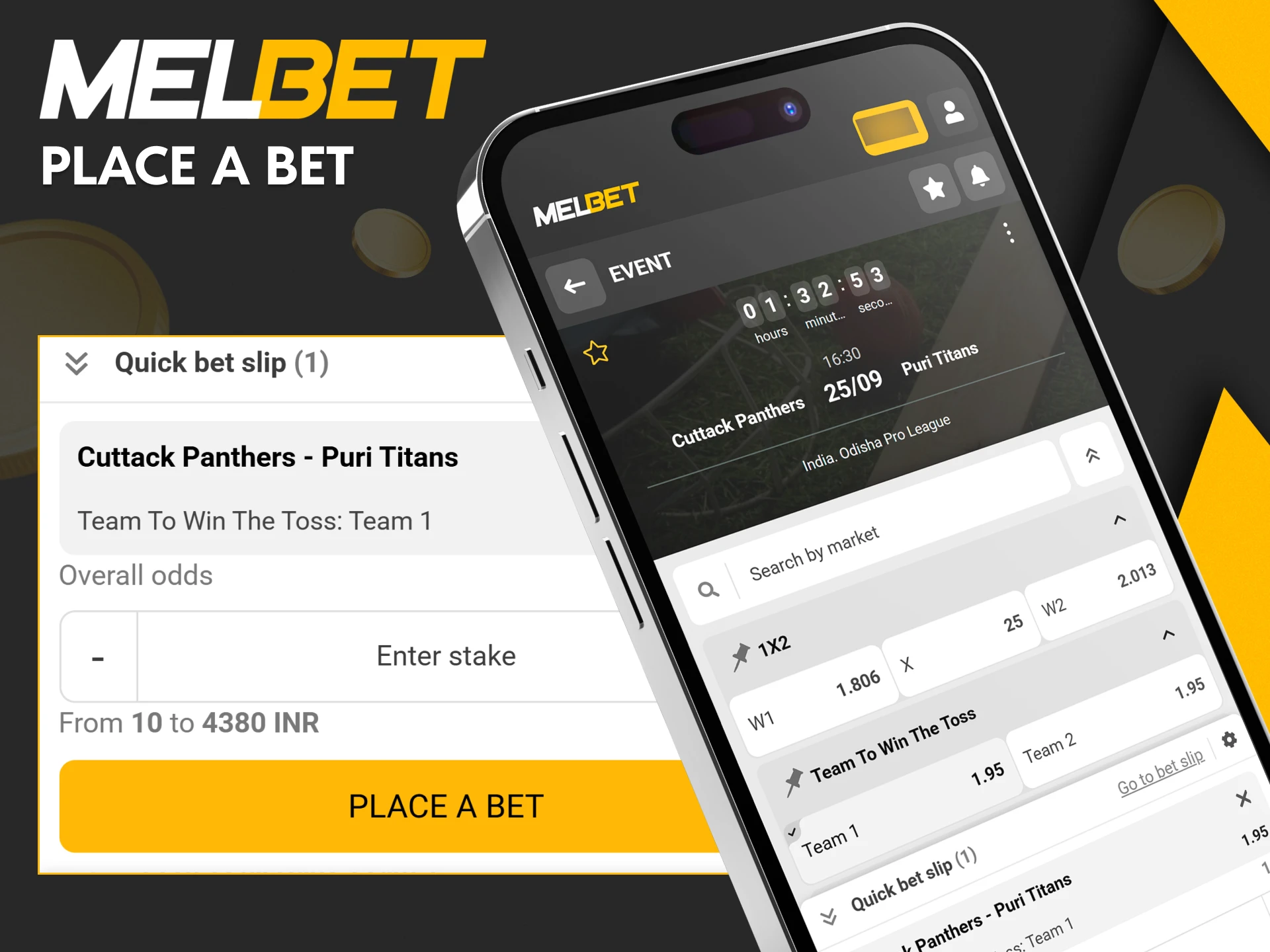 Detailed and easy instructions on how to place bets in the Melbet app.