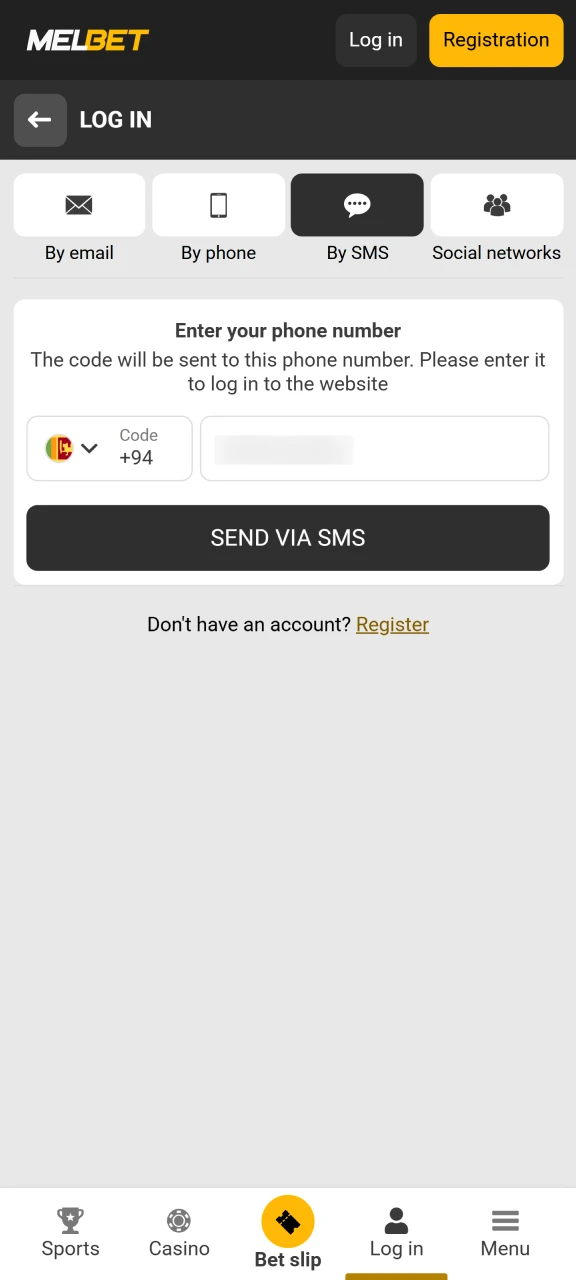 Sign in to your account via the Melbet website or app.