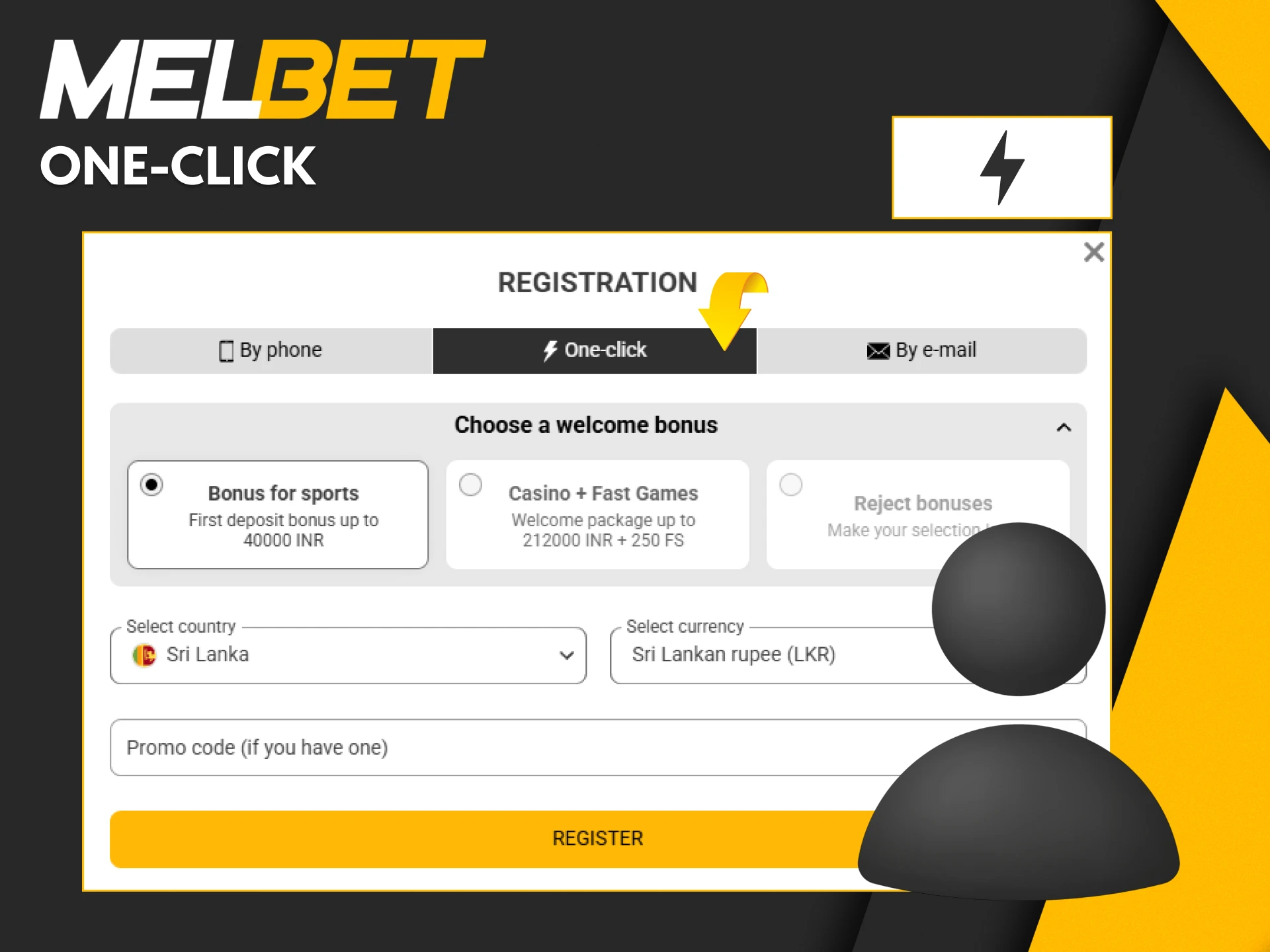 Fast and easy one click sign up on Melbet Sri Lanka for instant access to betting and casino games.